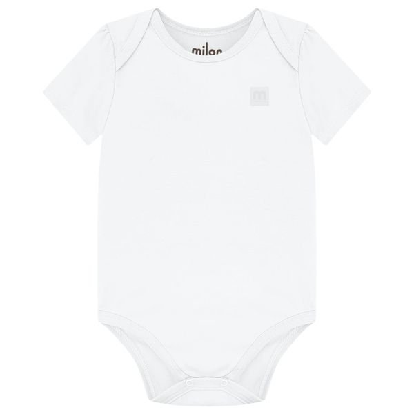 Body Milon Masculino Manga Curta Liso - Branco