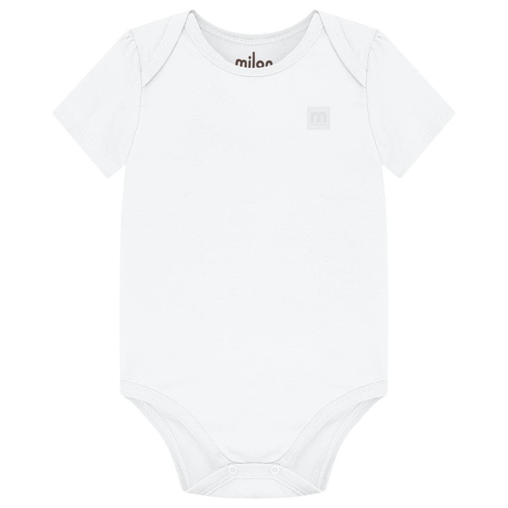 Body Milon Masculino Manga Curta Liso - Branco