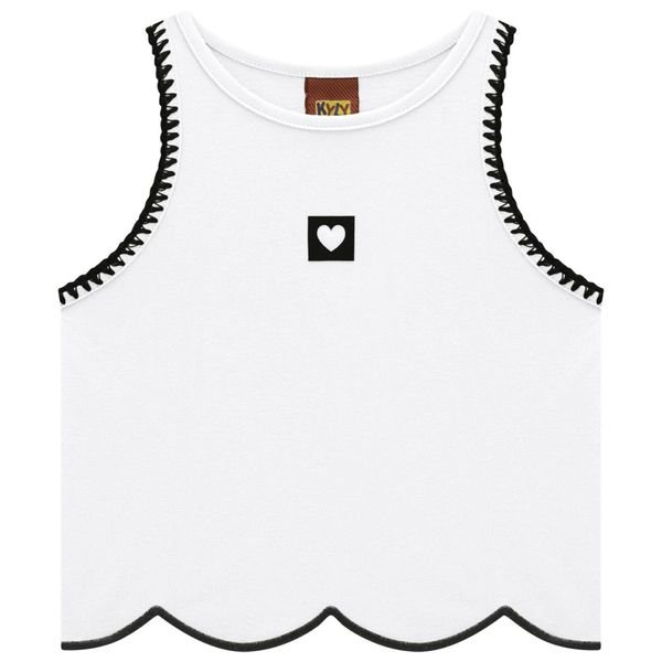 Regata Cropped Infantil Menina Coração Kyly - Branco