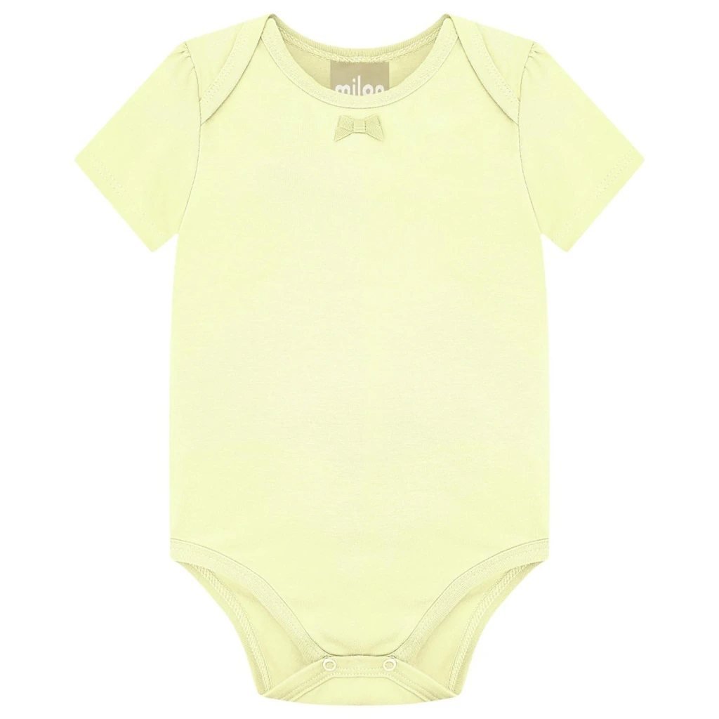 Body Milon Feminino Manga Curta Laço - Amarelo