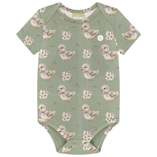 Body Milon Manga Curt - Feminino - Verde salvia