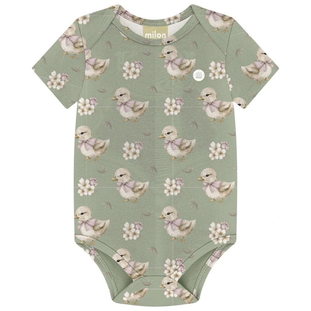 Body Milon Manga Curt - Feminino - Verde salvia