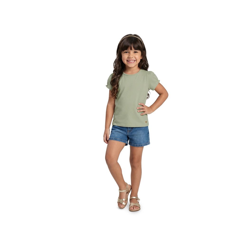 Blusa Infantil Menina Liso Milon - Verde salvia, foto 2