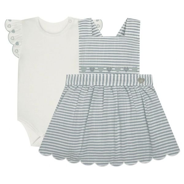 Conjunto Bebê Menina Bordado Milon - Off white
