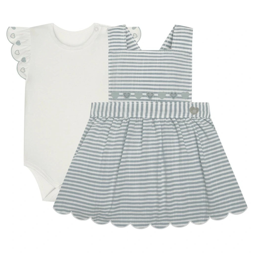 Conjunto Bebê Menina Bordado Milon - Off white