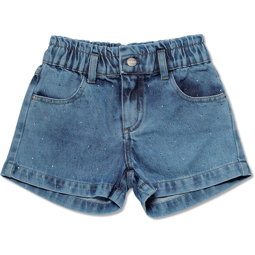 Short Jeans Infantil Feminino com Strass Mania Kids, foto 2
