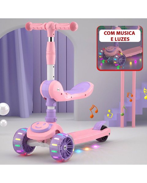 Patinete Infantil 3 Rodas com LED e Música