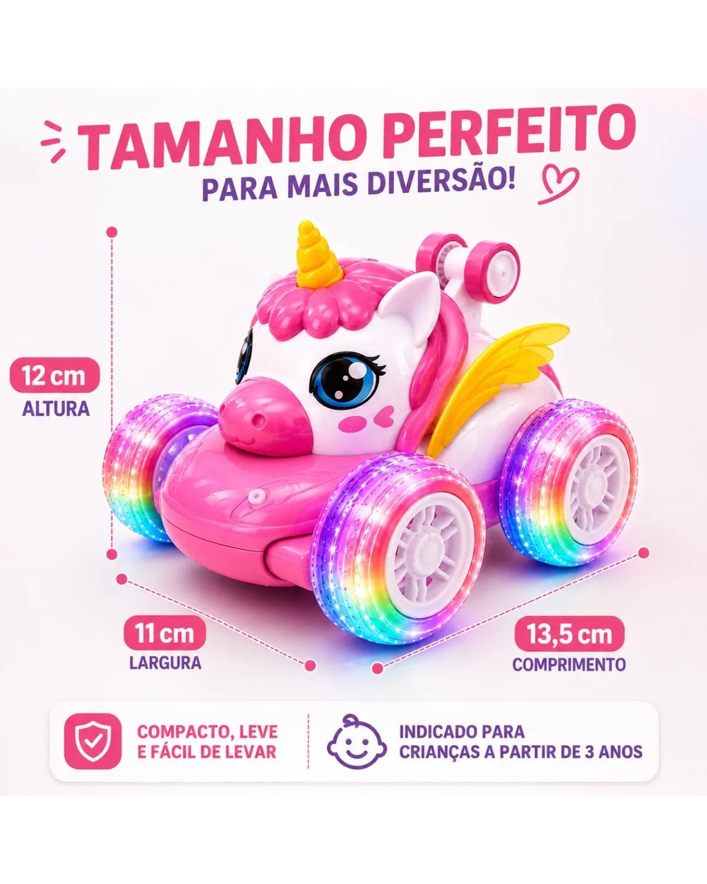 Carrinho de Controle Remoto Unicórnio com Luzes, foto 2