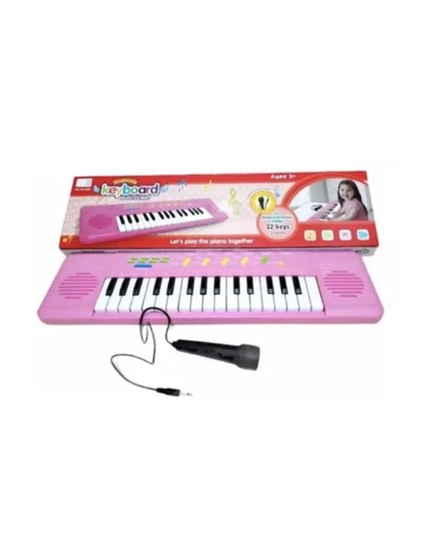 Teclado Piano Infantil com Microfone - Rosa