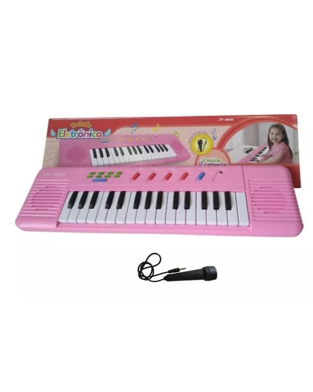 Teclado Piano Infantil com Microfone - Rosa, foto 4