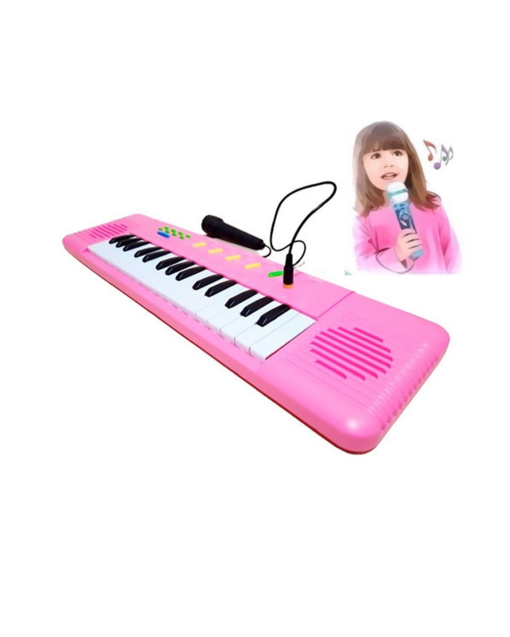 Teclado Piano Infantil com Microfone - Rosa, foto 7