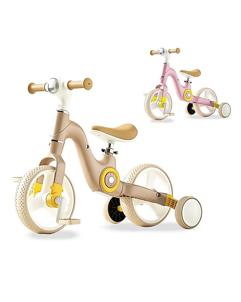 Triciclo 2 em 1 Bicicleta de Equilíbrio com Música e Luz - Cáqui, foto 2