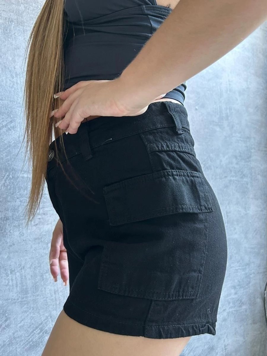Short Mom Cargo Jeans Preto, foto 3