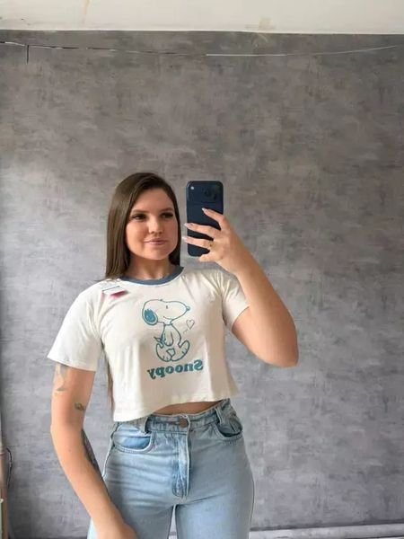 T-shirt Curta Estampa Snoopy Branco