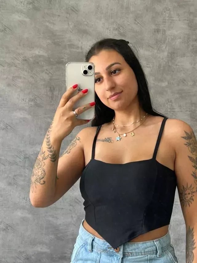 Cropped Suplex Básico Com Bojo E Linhas Frente Alça Fina Preto