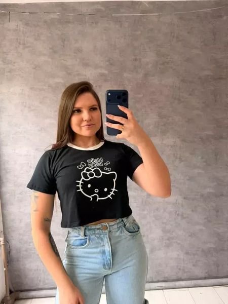 T-shirt Estampa Hello Kitty Preto