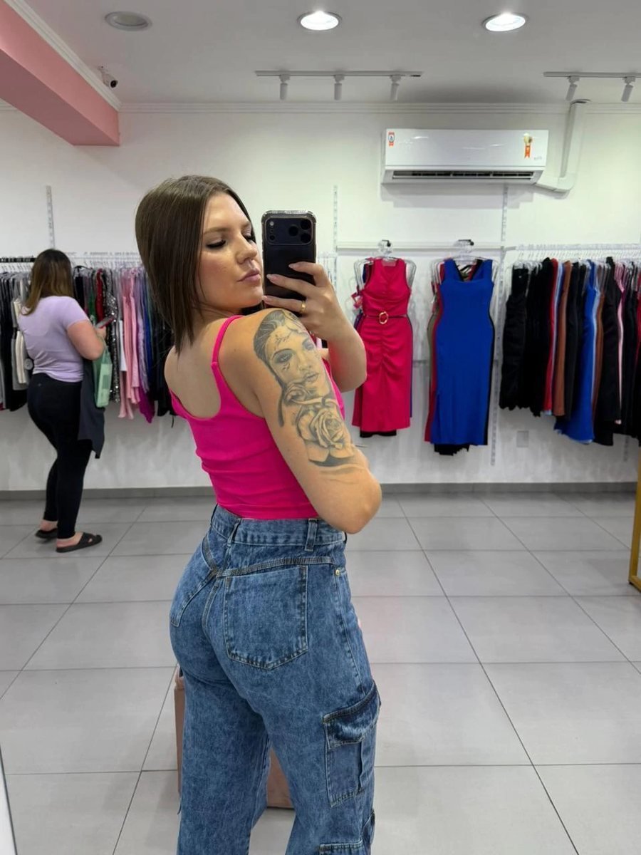 Cropped Canelado Básico Alça Fina Rosa Pink, foto 2
