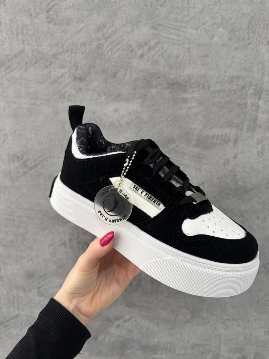 Tênis Sal e Pimenta Preto Com Branco