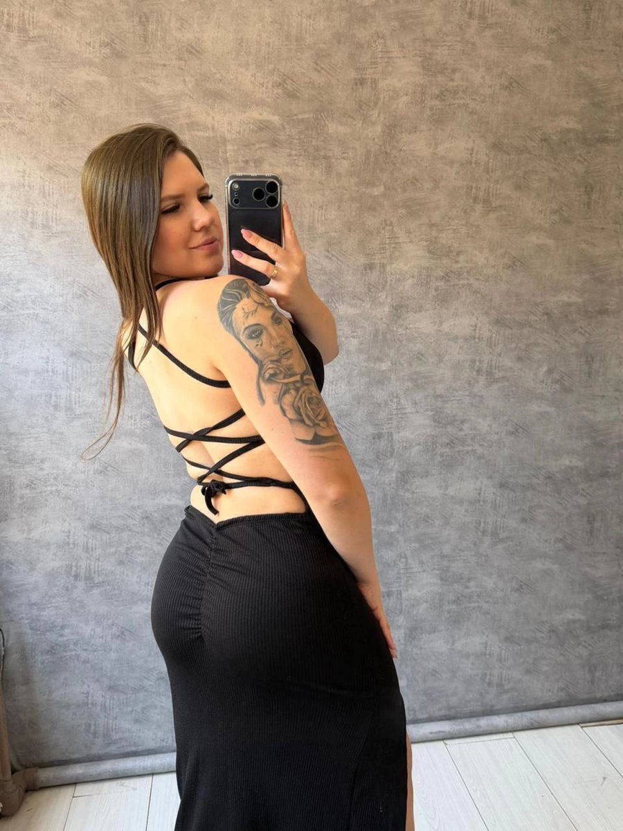 Vestido Atoalhado Longo Trançado Nas Costas E Fenda Preto, foto 2