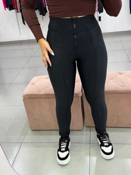 Legging Térmica Suplex Com Zíper Preta