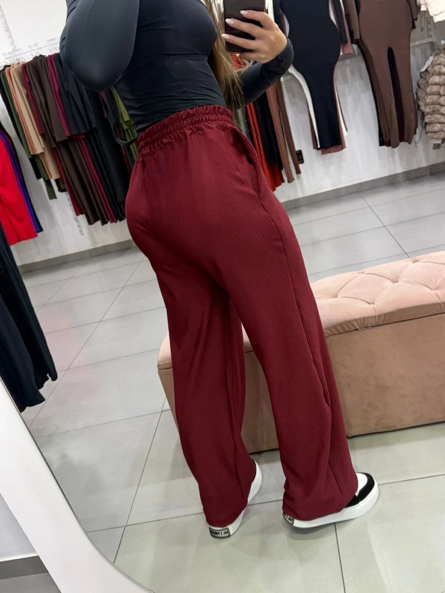 Calça Canelada Pantalona Bordo, foto 2