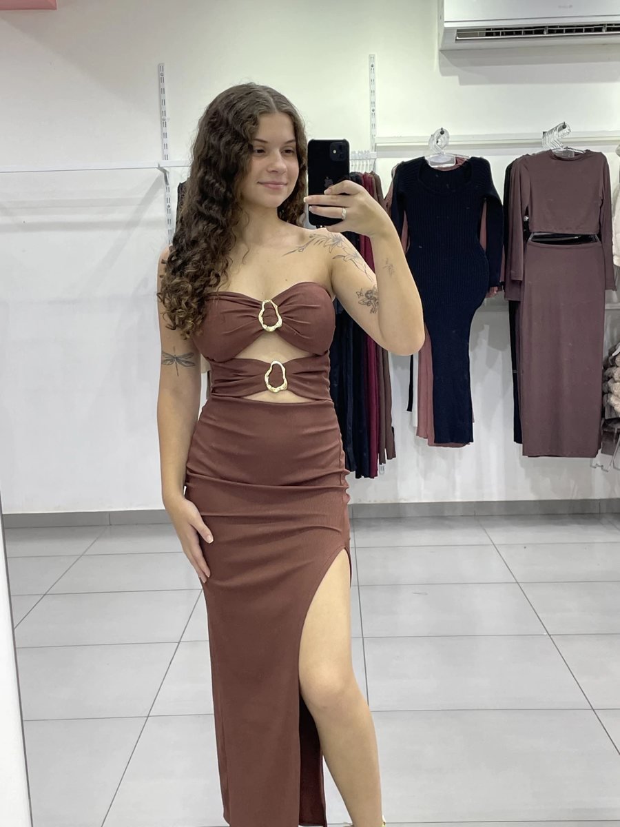 Vestido longo canelado tomara q caia