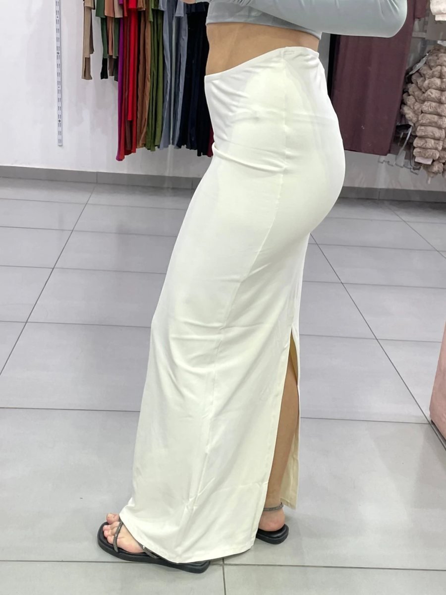 Saia Poliamida Longa Com Fenda Atrás Off White, foto 2