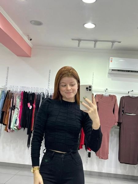 Cropped Modal Detalhe Quadrados Preto
