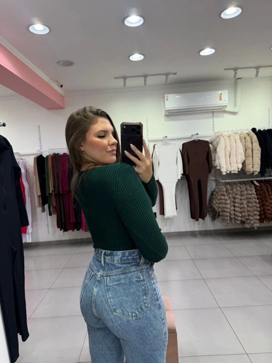 Cropped Modal Gola Quadrada Com Manga Longa Verde, foto 2