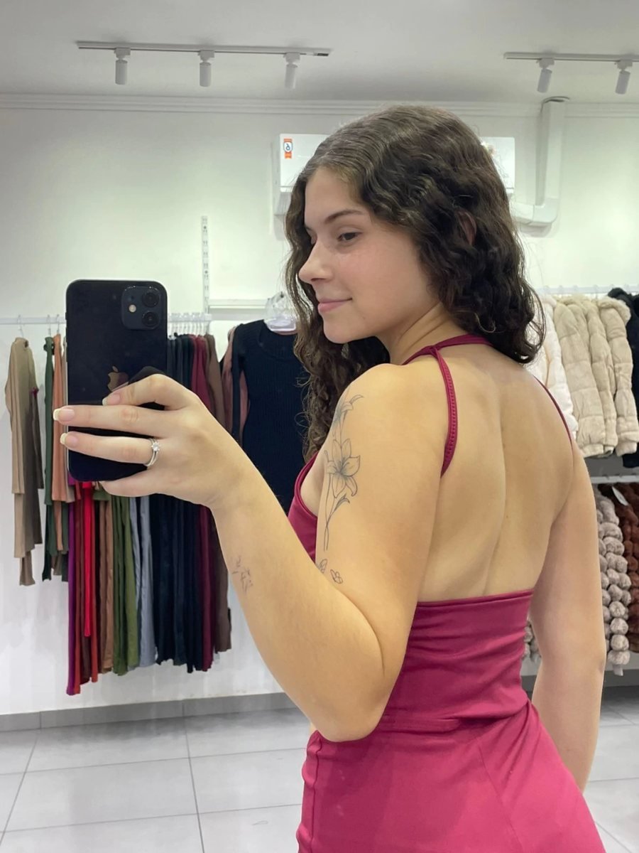 Cropped Poliamida Alça Fina Detalhe Argolinha No Peito Bordo, foto 2