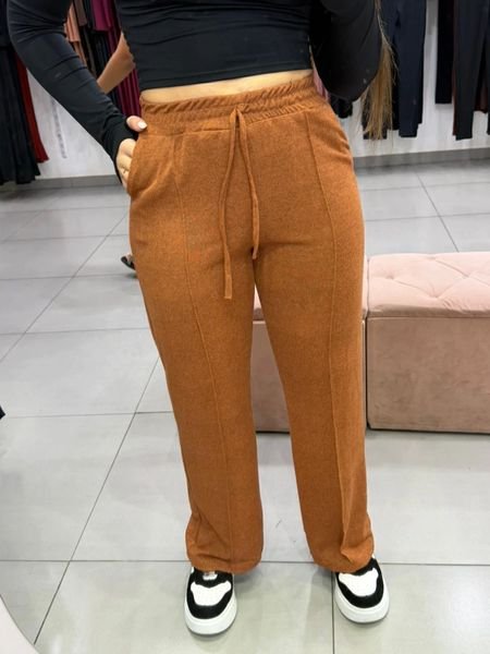 Calça Moletinho Fino Pantalona Bege