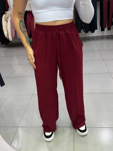 Calça Pantalona Duna Datalhe Linhas Frontal Bordo