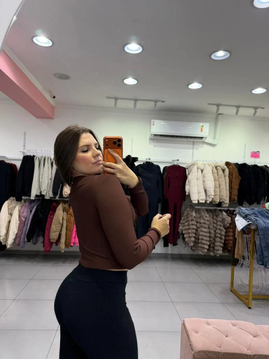 Cropped Canelado Térmico Com Manga Longa E Básico Marrom Escuro, foto 2