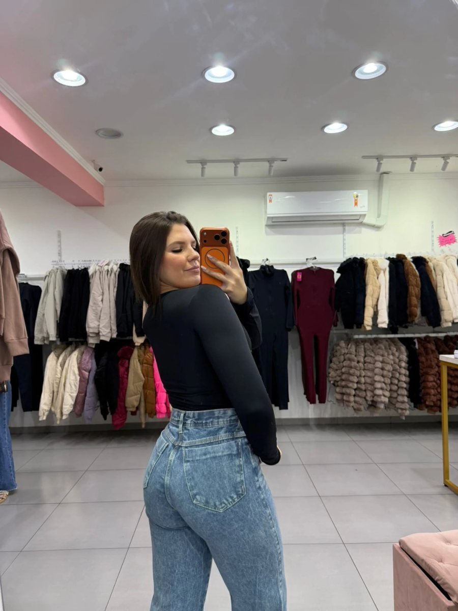Body Poliamida Com Manga Longa E Gola Quadrada Preto, foto 2