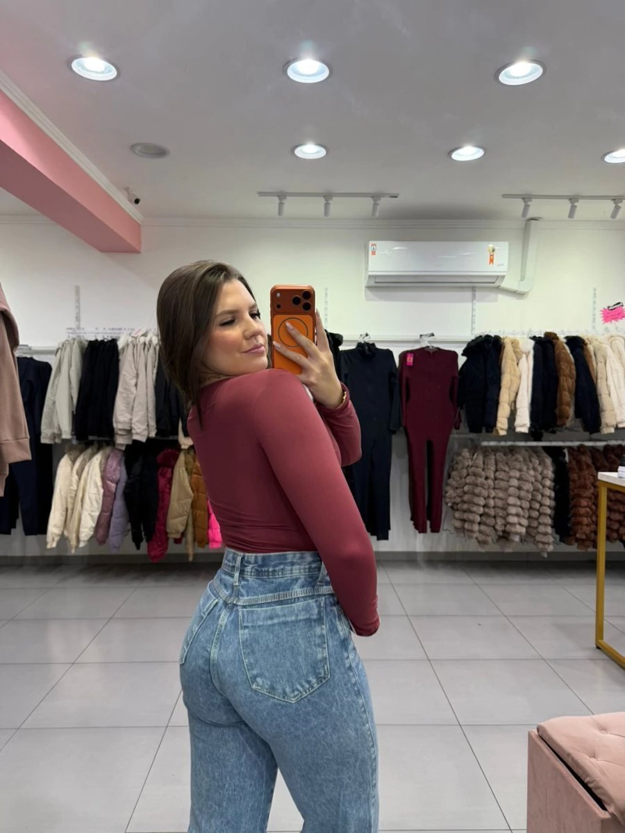 Body Poliamida Com Manga Longa E Gola Quadrada Bordo, foto 2