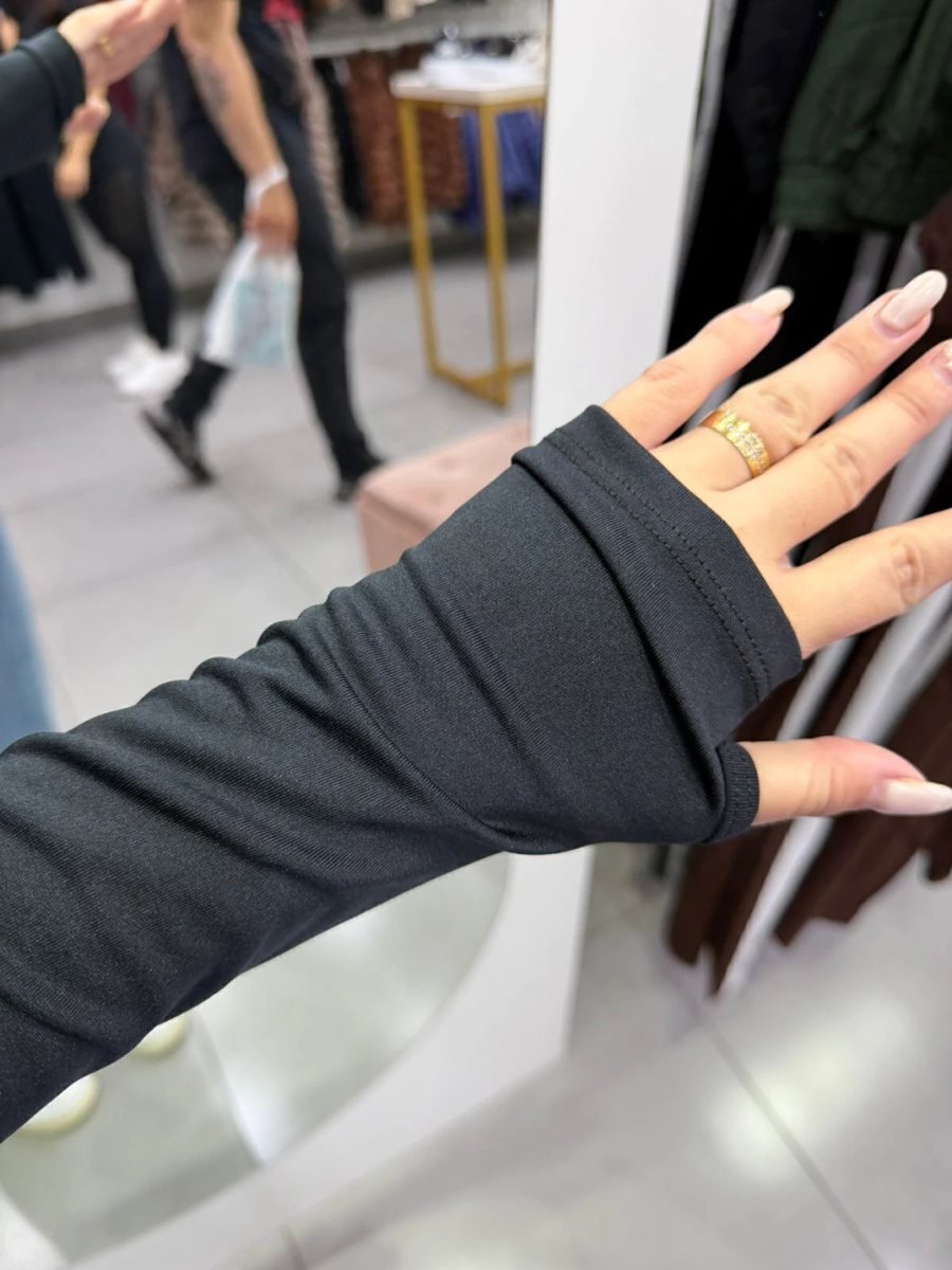 Cropped Suplex Gola Alta Com Manga E Dedeira Preto, foto 2