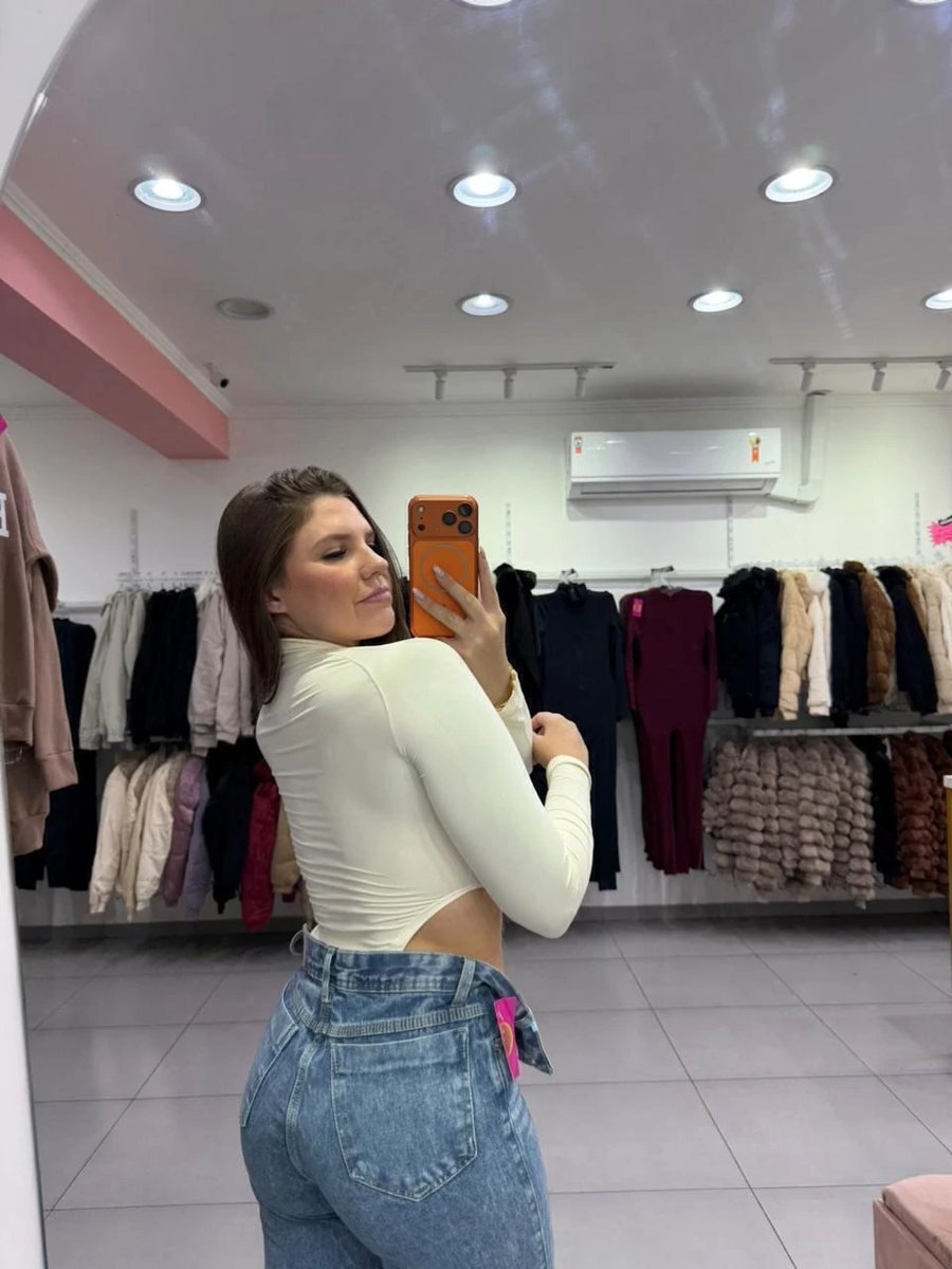 Body Poliamida Cavado Com Manga Longa E Gola Alta Off White, foto 2