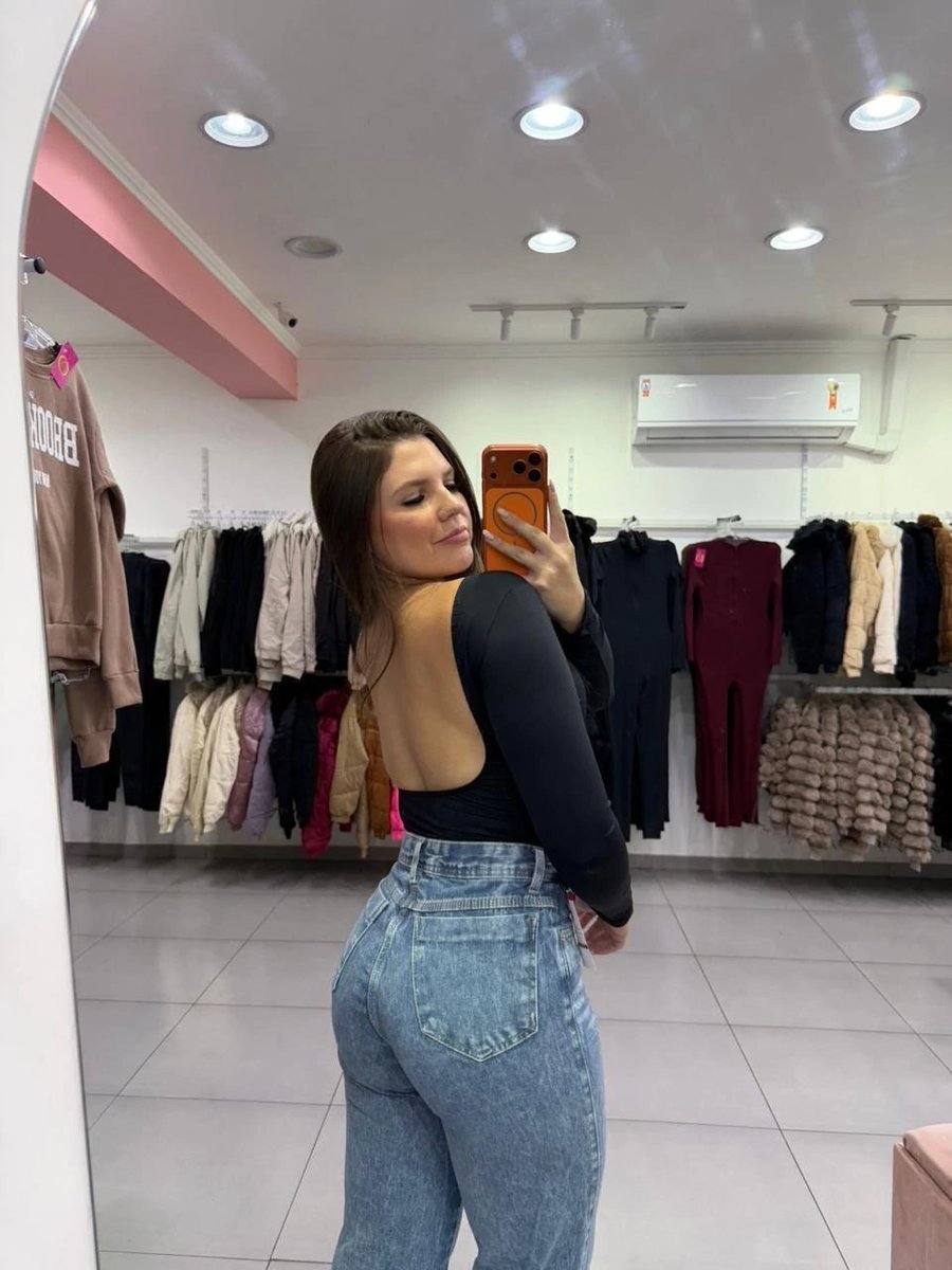Body Poliamida Costas Nua Com Manga Longa Preto, foto 2