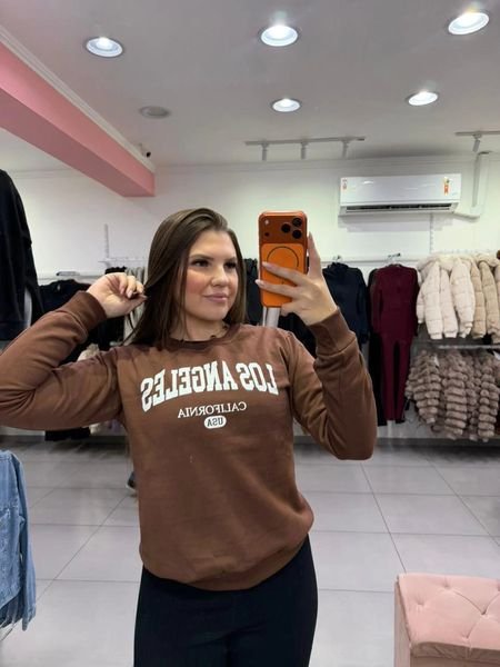 Moletom Com Manga Longa E Estampa Los Angeles Marrom Escuro