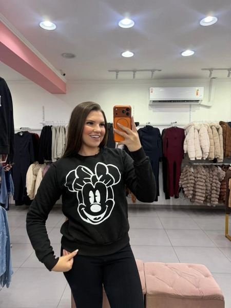 Moletom Com Manga Longa E Estampa Los Angeles Brooklyn Minnie Preto