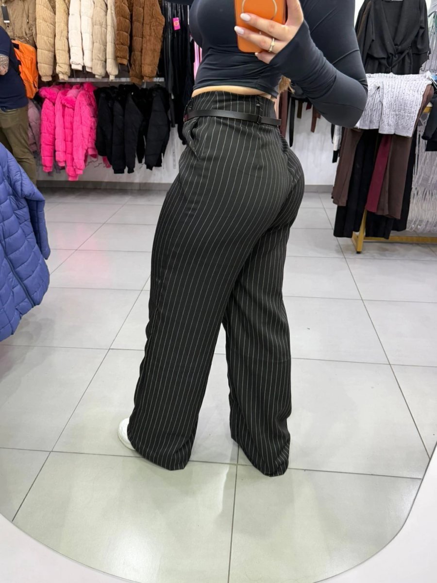 Calça Alfaiataria Com Listras E Cinto Preto, foto 2