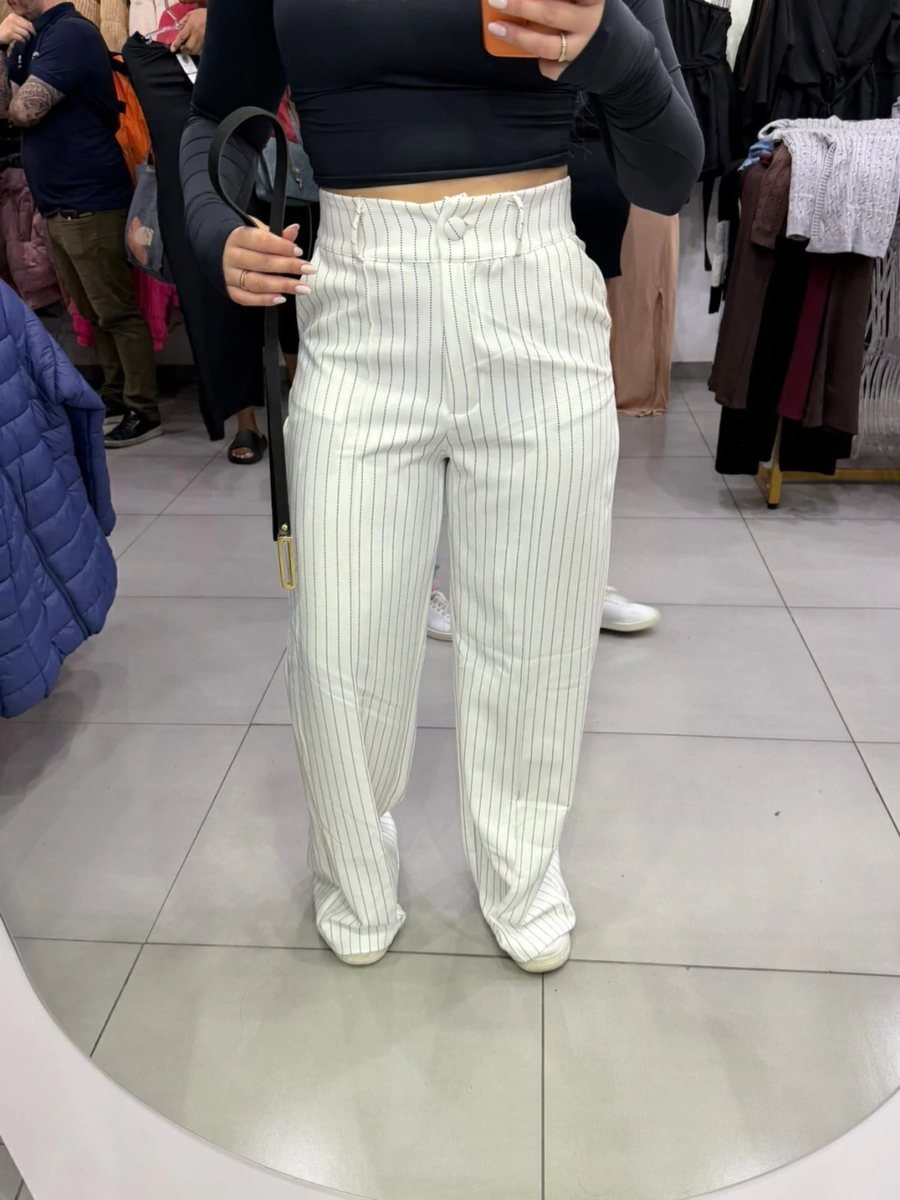 Calça Alfaiataria Com Listras E Cinto Branco, foto 3