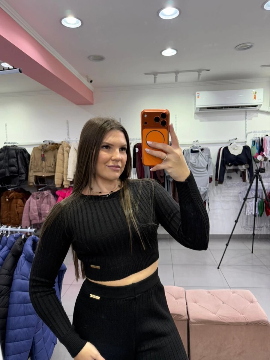 Conjunto Luxxo Modal Cropped Com Amarração Atrás E Abertura Nas Costas Calça Pantalona Preto, foto 3
