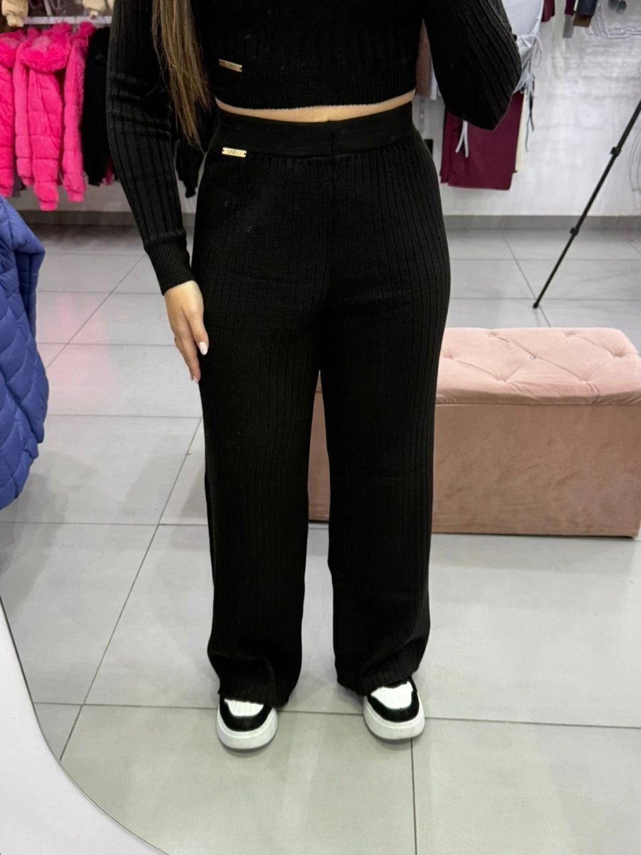 Conjunto Luxxo Modal Cropped Com Amarração Atrás E Abertura Nas Costas Calça Pantalona Preto, foto 6