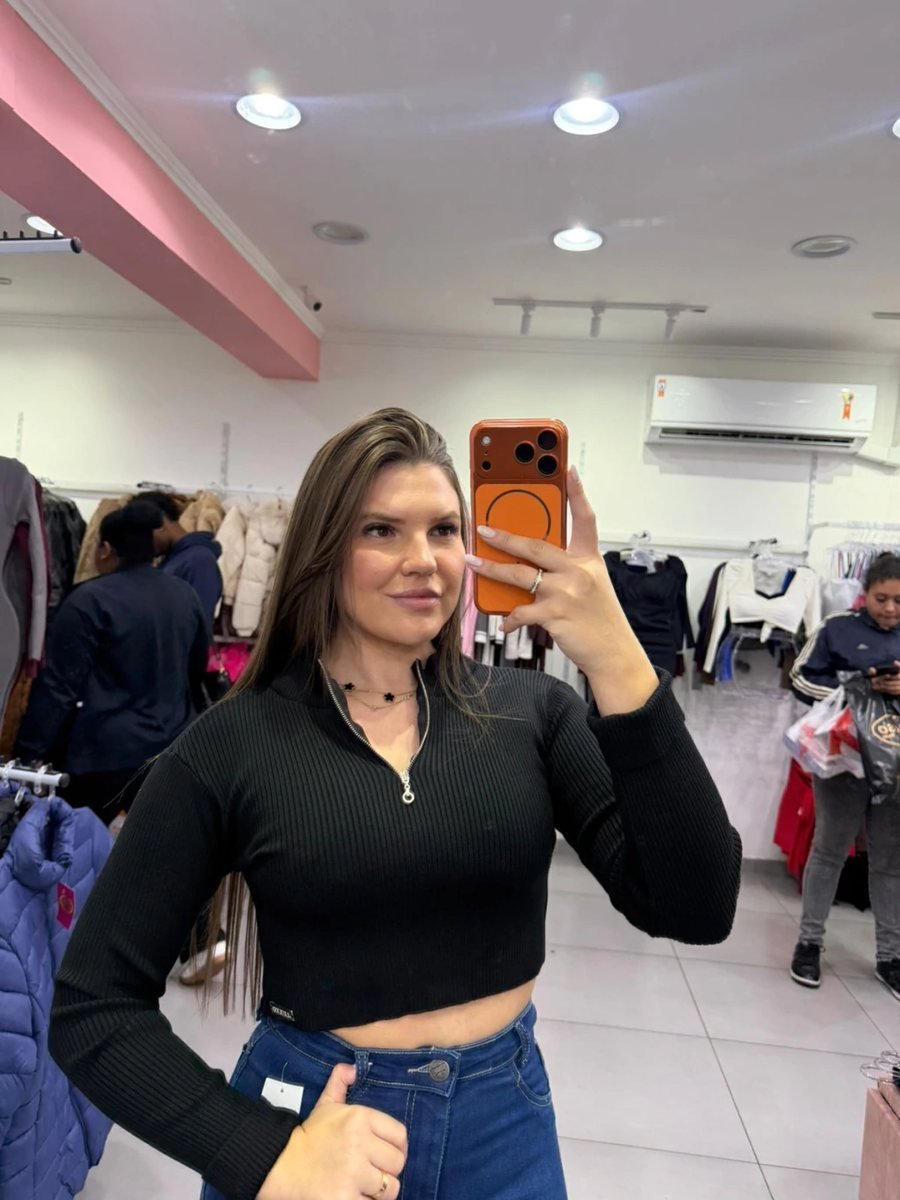 Cropped Luxxo Modal Com Ziper E Punho Dobrado Preto, foto 2