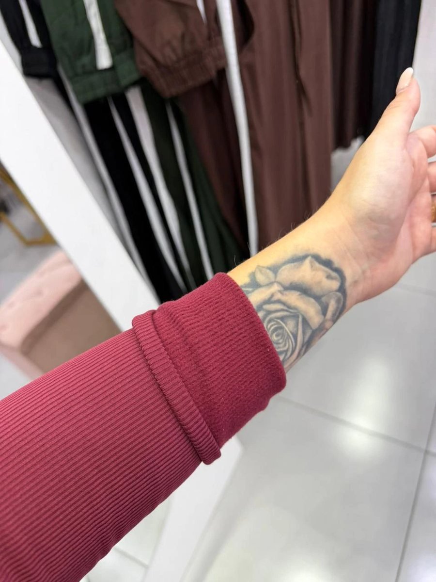 Cropped Térmico Canelado Com Gola Manga Longa Bordo, foto 3