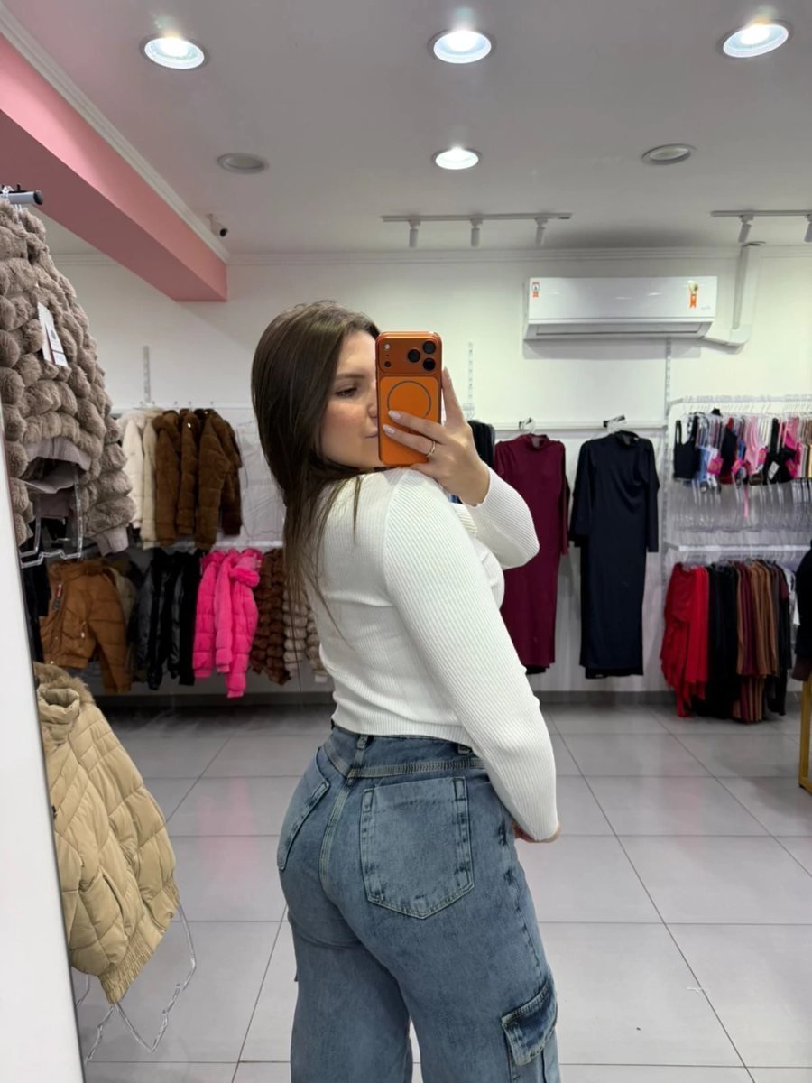 Cropped Modal Mousse Com Manga Longa E Detalhe Botões Branco, foto 2