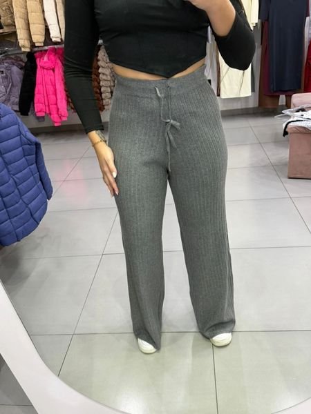 Calça Modal Premium Pantalona Com Regulagem Cordinha Cinza
