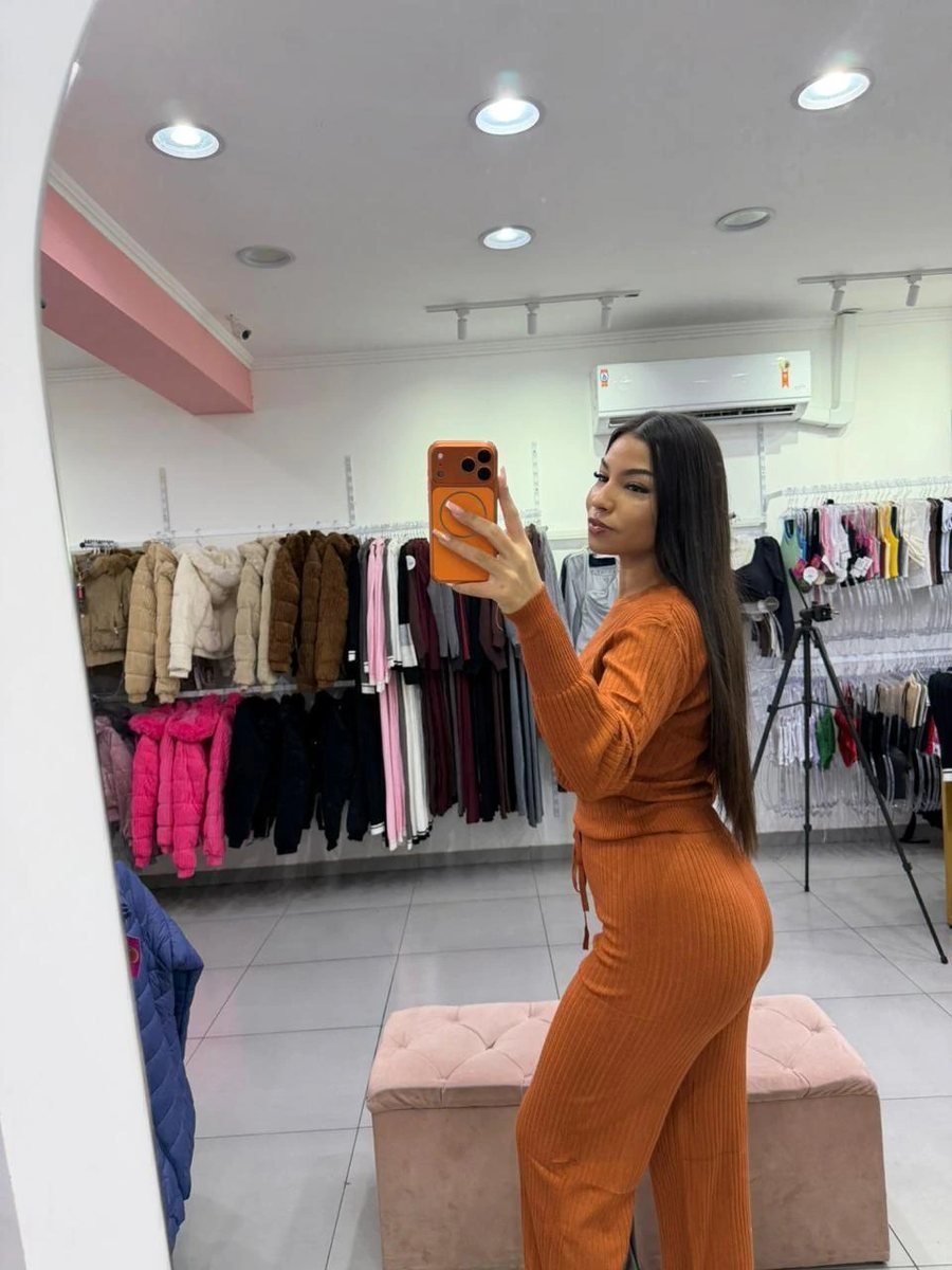 Conjunto Modal Mousse Blusa Manga Longa Com Calça Pantalona Cordinha Regulagem Bege, foto 2