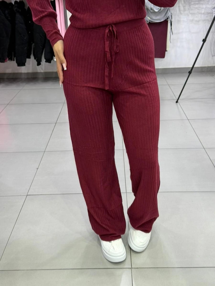 Conjunto Modal Mousse Blusa Manga Longa Com Calça Pantalona Cordinha Regulagem Bordo, foto 4